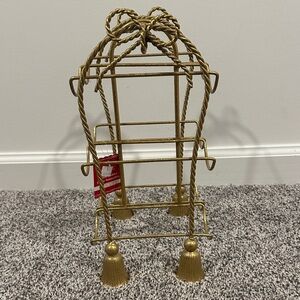 Gold Metal Wine Rack with Bow Design